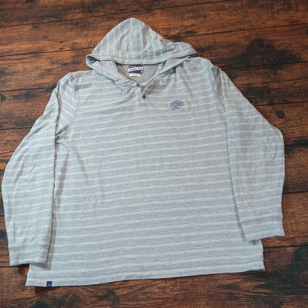 Johnnie-O Hangin Out Hooded Henley Pullover Long Sleeve Shirt Men's XL Blue